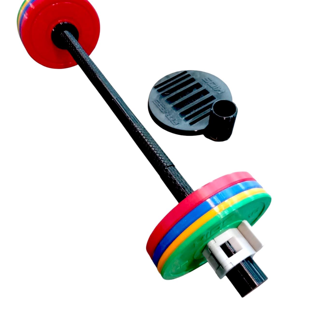 KIT COMPLETO BARRA KIDS CON 4 PARES DE DISCOS PESO SIMU...